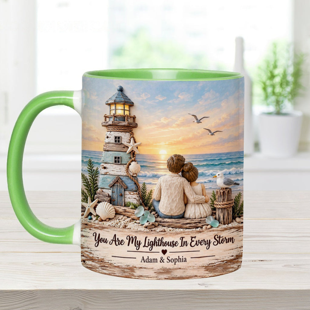 You Are My Lighthouse In Every Storm - Personalized Couple Accent Mug