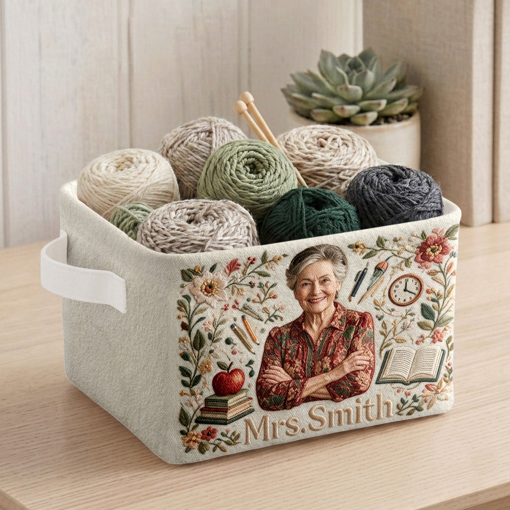 Personnalisé à partir de n'importe quelle photo - Panier de rangement rectangulaire personnalisé pour enseignant