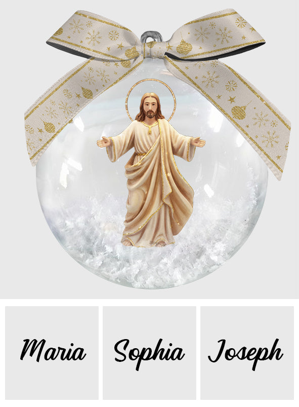 Seid still und erkennt, dass ich Gott bin – Personalisierter christlicher Schneekugel-Ornament mit Schleife