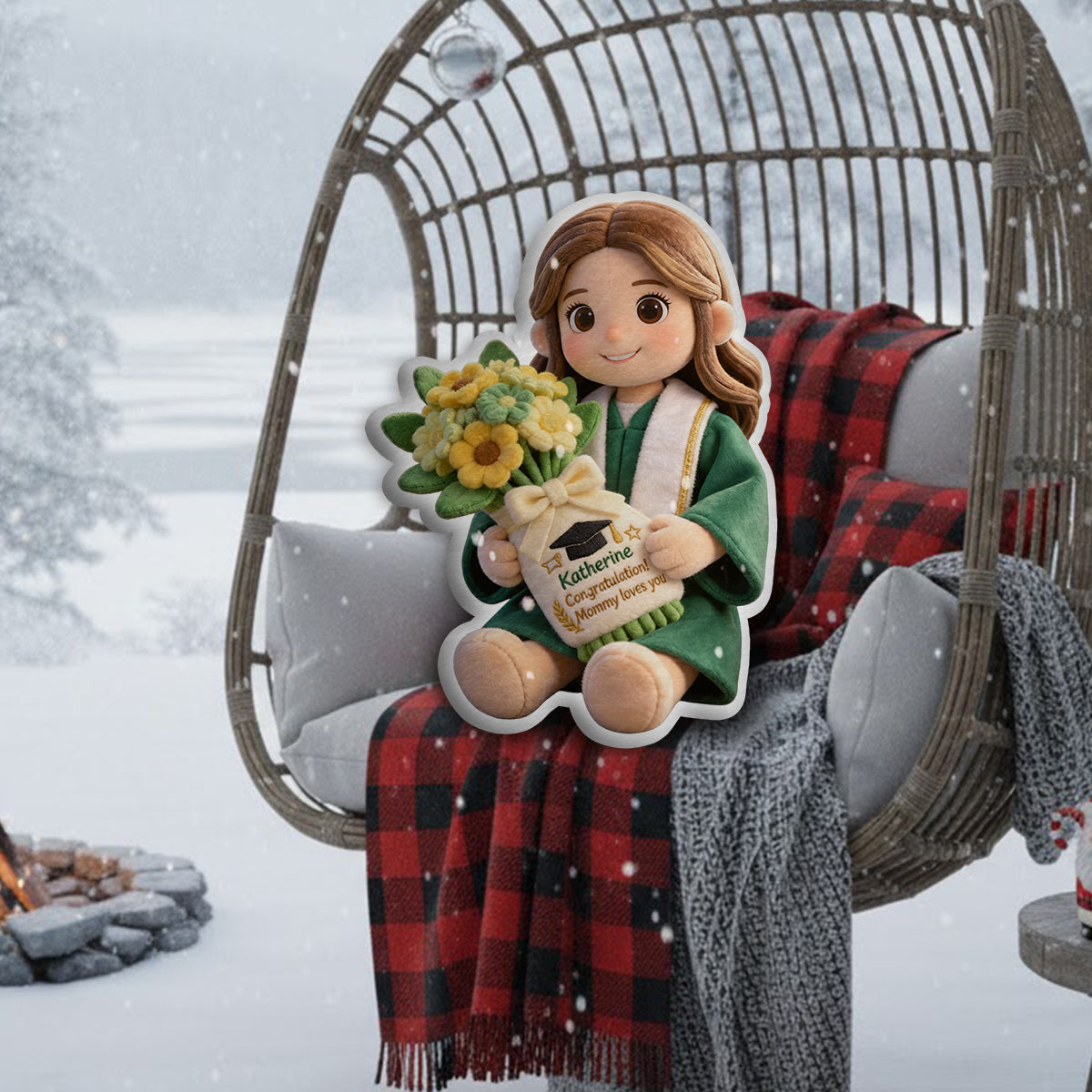 Custom Any Photo Graduation - Personalized Graduation Faux Fur Shaped Pillow