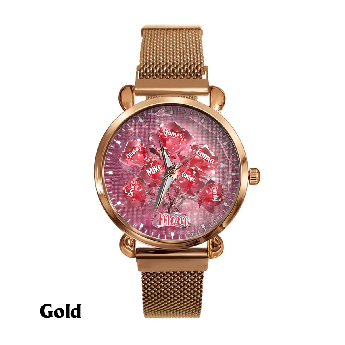 Each Rose Holds A Piece Of Your Heart - Personalized Mother Women Hand Watch
