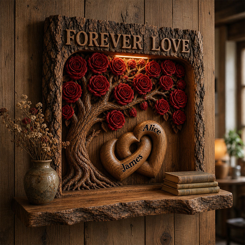 Ewige Liebe - Personalisierte Holz-Schweberegal für Paare