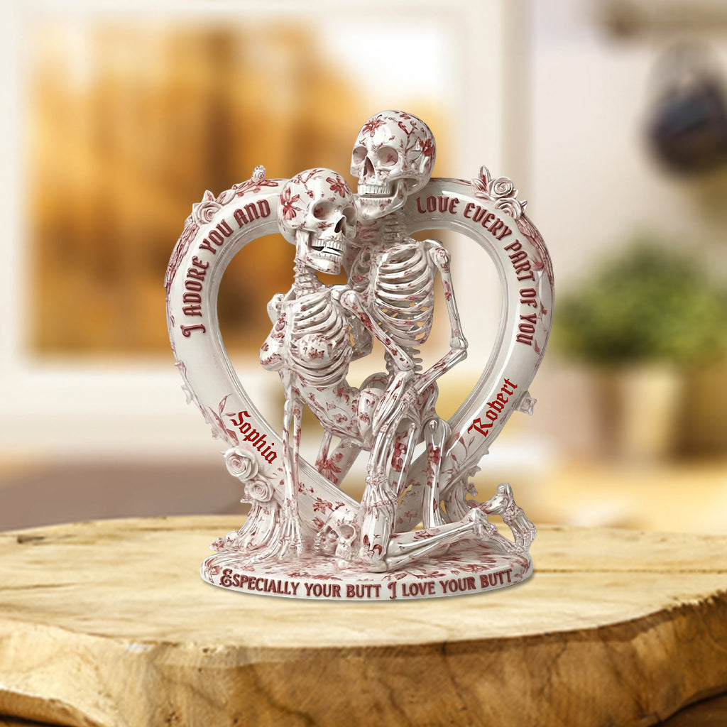 Skelett im Toile-de-Jouy-Stil – Personalisierte Acrylplakette in individueller Totenkopfform