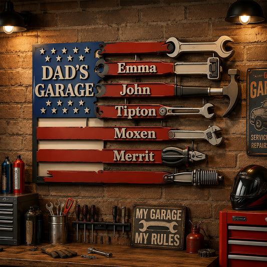 Drapeau de Garage de Papa - Signe en Métal Personnalisé