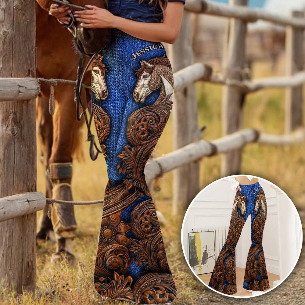 Leggings évasés personnalisés à motif cheval Cowgirl