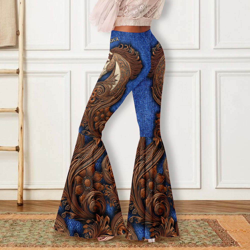 Leggings évasés personnalisés à motif cheval Cowgirl