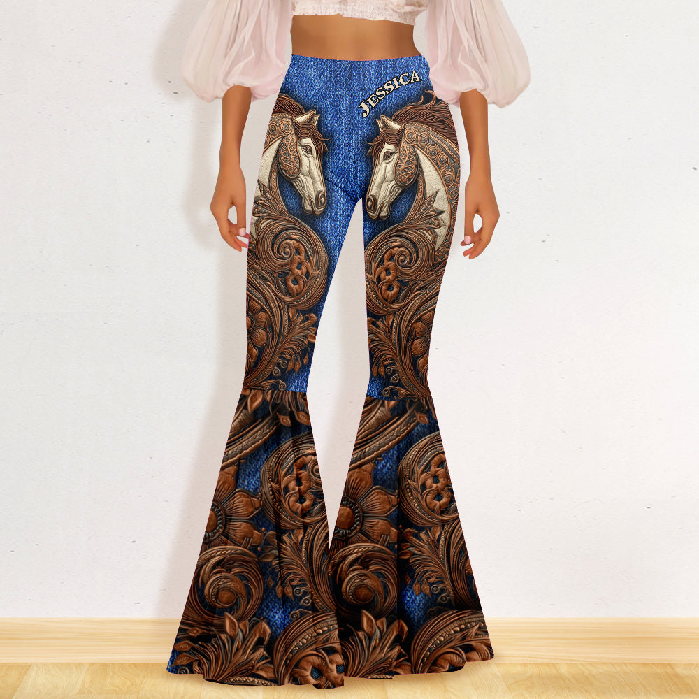 Leggings évasés personnalisés à motif cheval Cowgirl