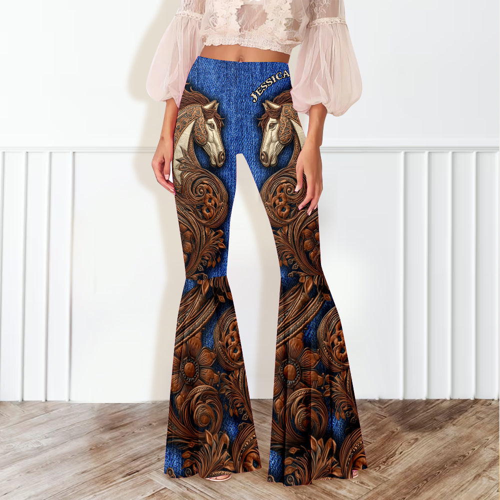 Leggings évasés personnalisés à motif cheval Cowgirl