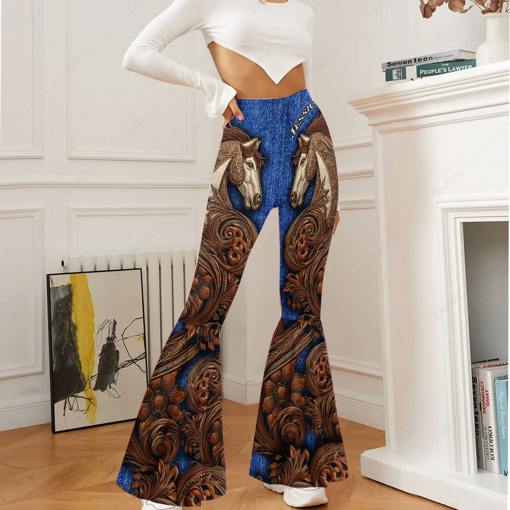 Leggings évasés personnalisés à motif cheval Cowgirl