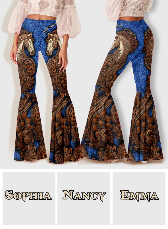 Leggings évasés personnalisés à motif cheval Cowgirl