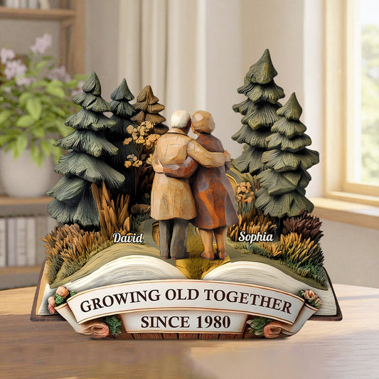 Growing Old Together - Personalized Couple Custom Shaped Acrylic Plaque