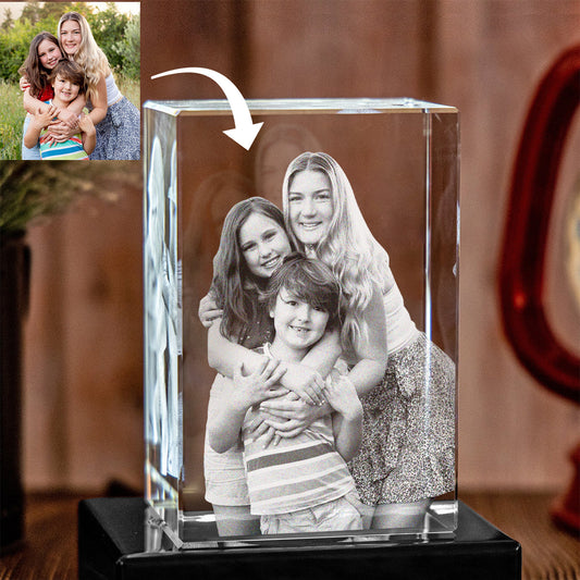 Foto nach Wunsch – Personalisierte Kinder-Lasergravur auf 3D-Kristalllampe in Quaderform