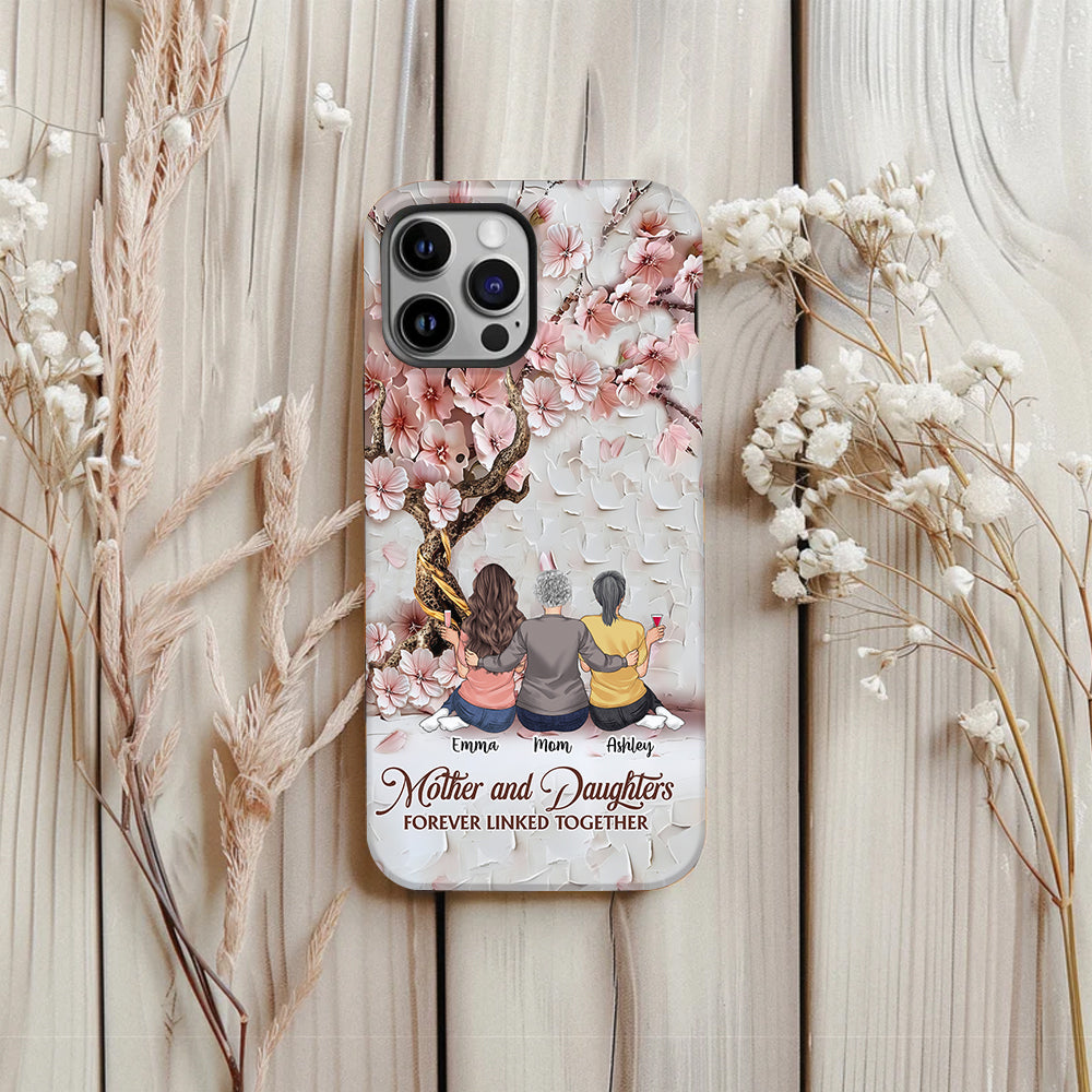 Mother And Daughters Forever Linked Together - Personalized Mother Full Print Phone Case