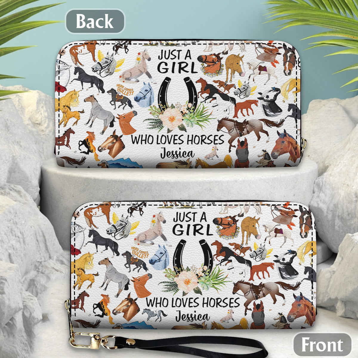 Just A Girl Who Loves Horse - Personalized Horse Leather Long Wallet