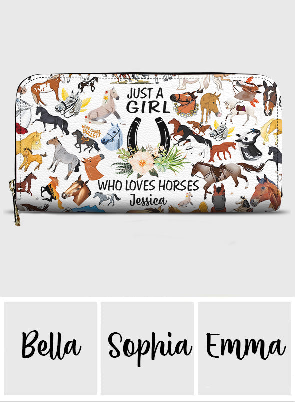 Just A Girl Who Loves Horse - Personalized Horse Leather Long Wallet