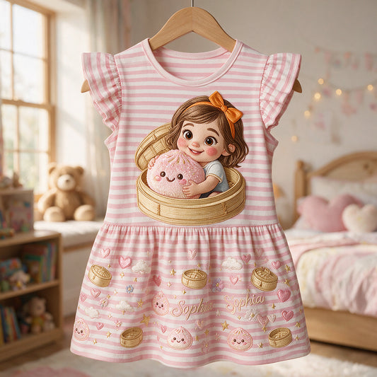 Lustiges Glitzer-Dumpling-Geschenk für Kinder - Personalisierbares Rüschenshirt für Kinder
