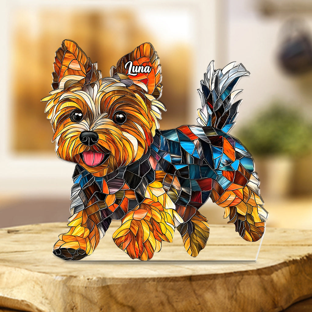 Ich liebe meinen Hund – Personalisierte Acrylplakette in Hundeform