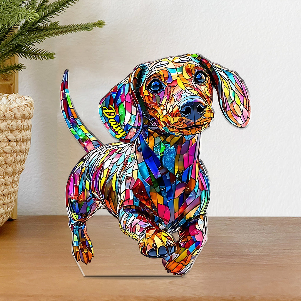 Ich liebe meinen Hund – Personalisierte Acrylplakette in Hundeform