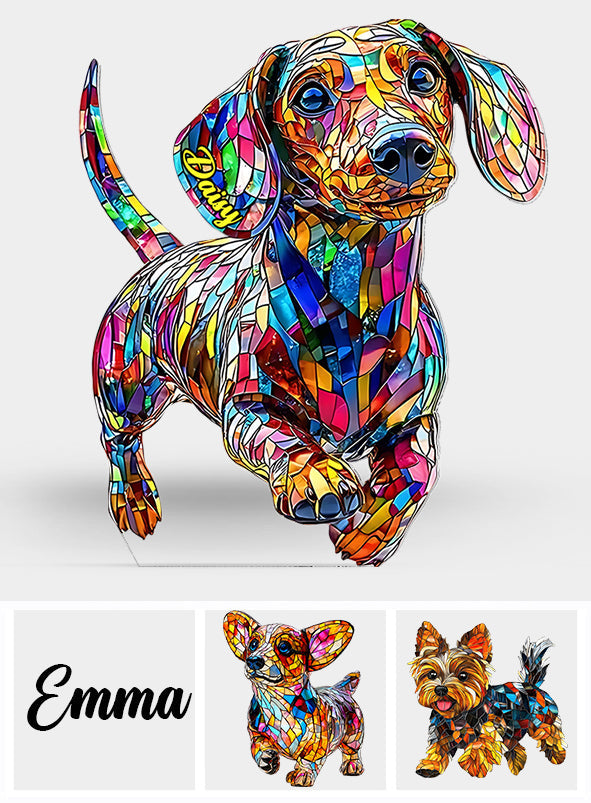 Ich liebe meinen Hund – Personalisierte Acrylplakette in Hundeform