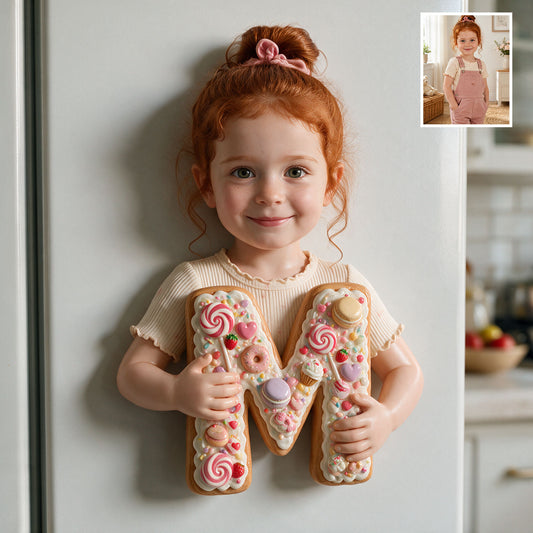 Süße kleine Buchstaben - Personalisierter 3D Magnet für Kinder