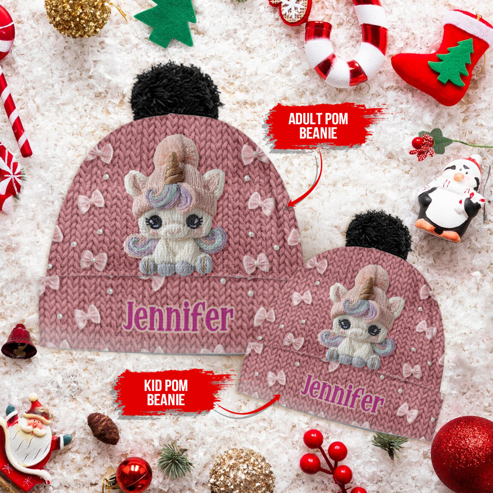 Niedliche Einhorn-Mütze – personalisierte Kindermütze