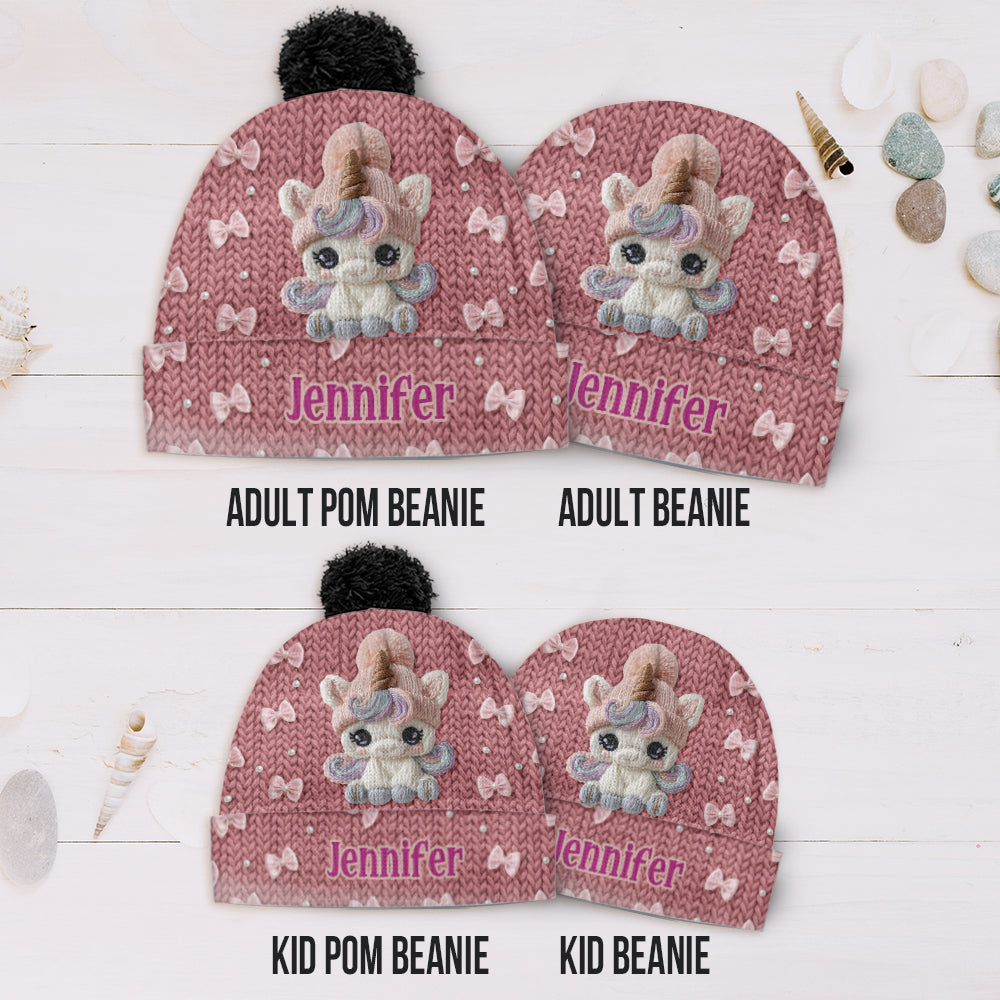 Niedliche Einhorn-Mütze – personalisierte Kindermütze
