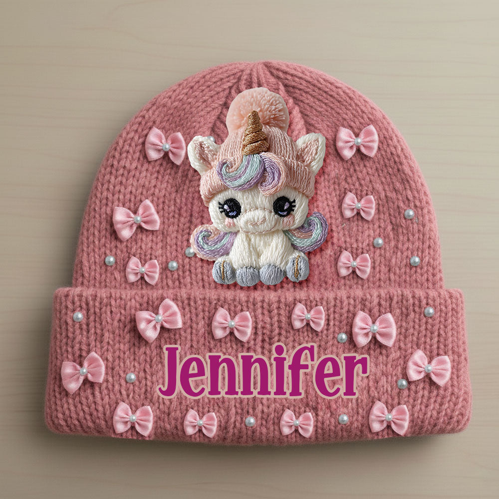 Niedliche Einhorn-Mütze – personalisierte Kindermütze