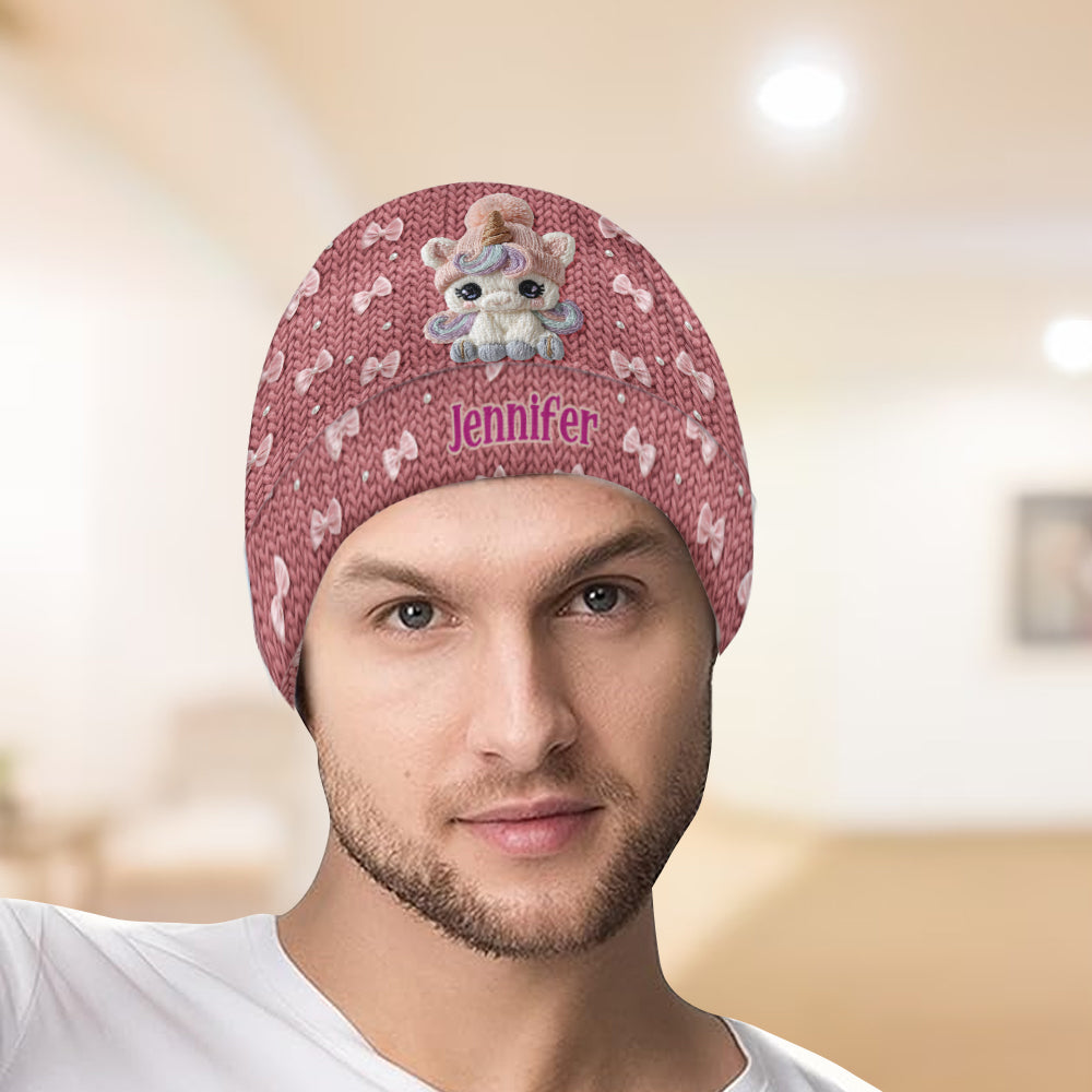 Niedliche Einhorn-Mütze – personalisierte Kindermütze