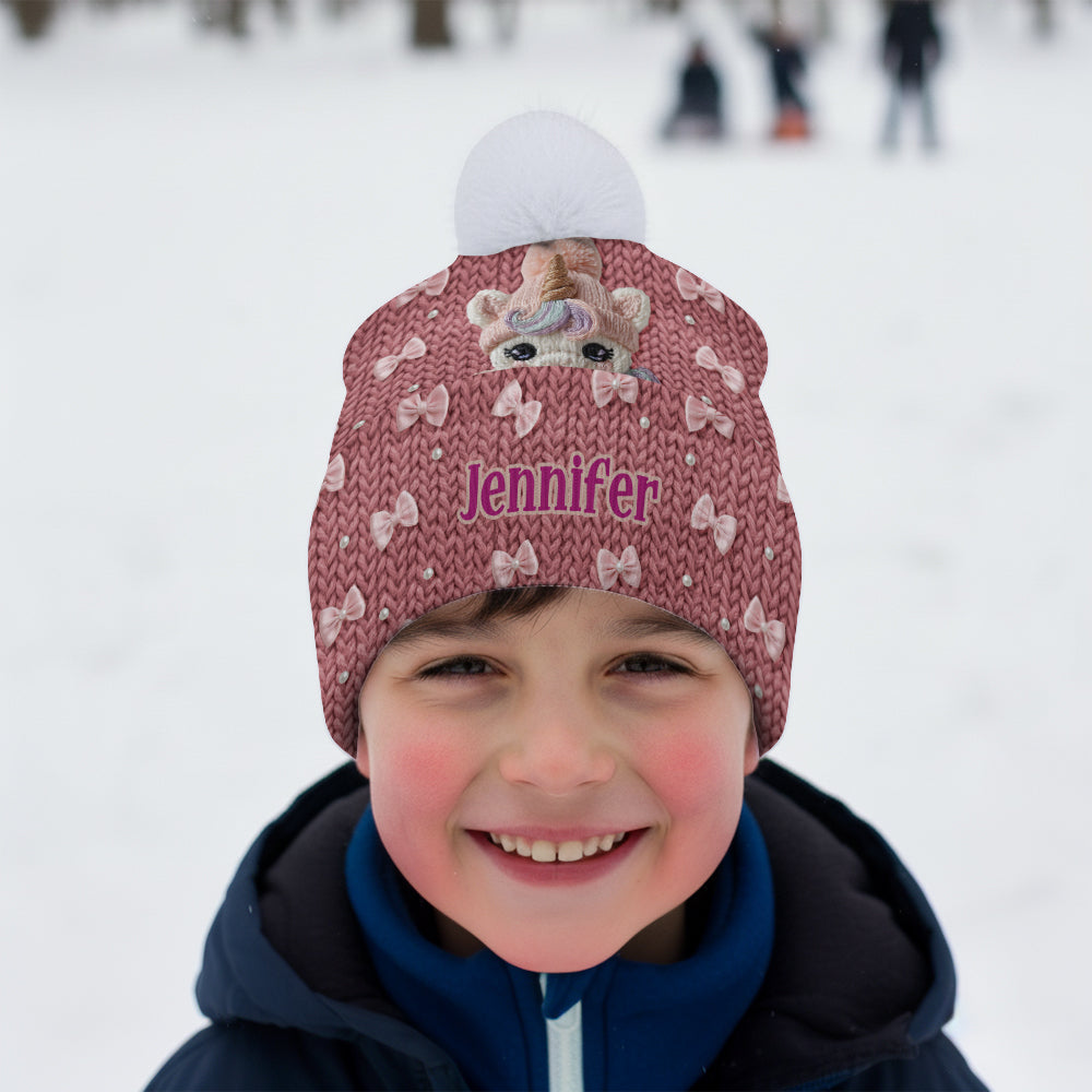 Niedliche Einhorn-Mütze – personalisierte Kindermütze