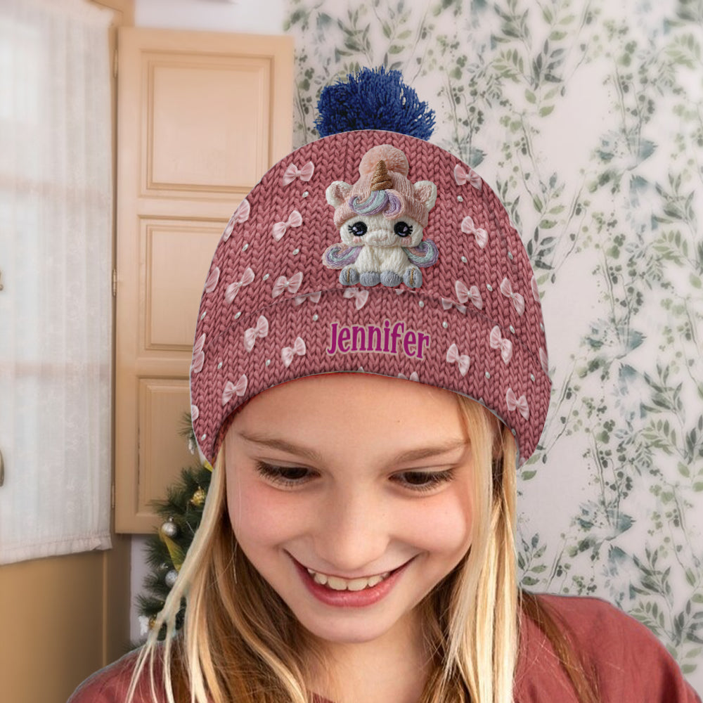 Niedliche Einhorn-Mütze – personalisierte Kindermütze
