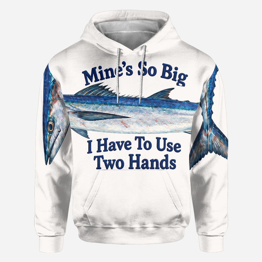 Mon T-shirt est si Grand que Je Dois Utiliser Deux Mains - T-shirt de Pêche Personnalisé