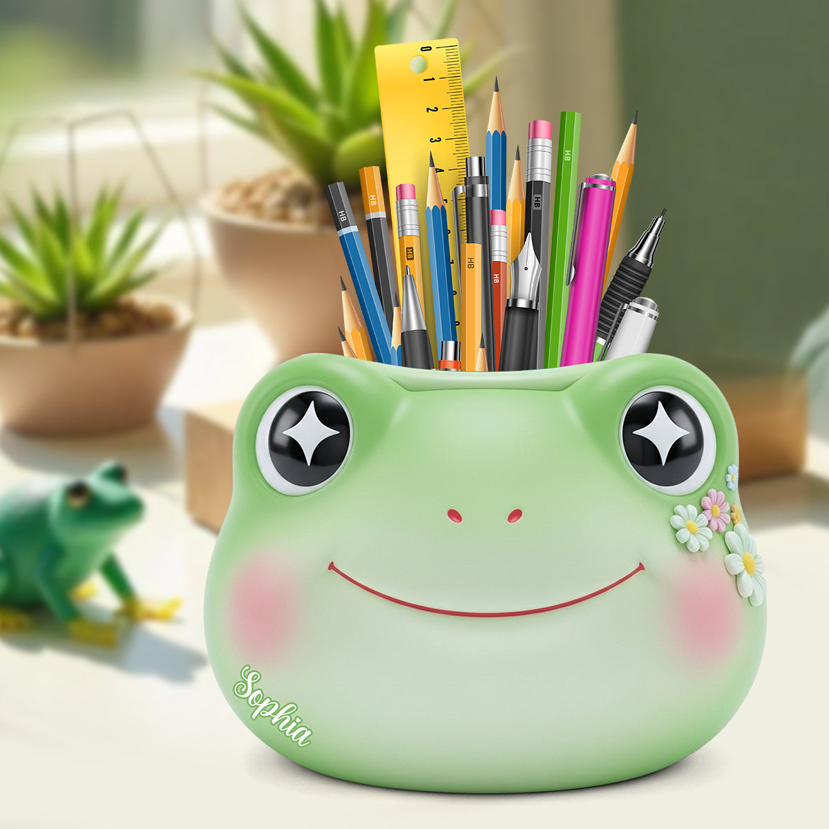 Niedlicher Frosch – Personalisierter Frosch-Stifthalter aus Holz