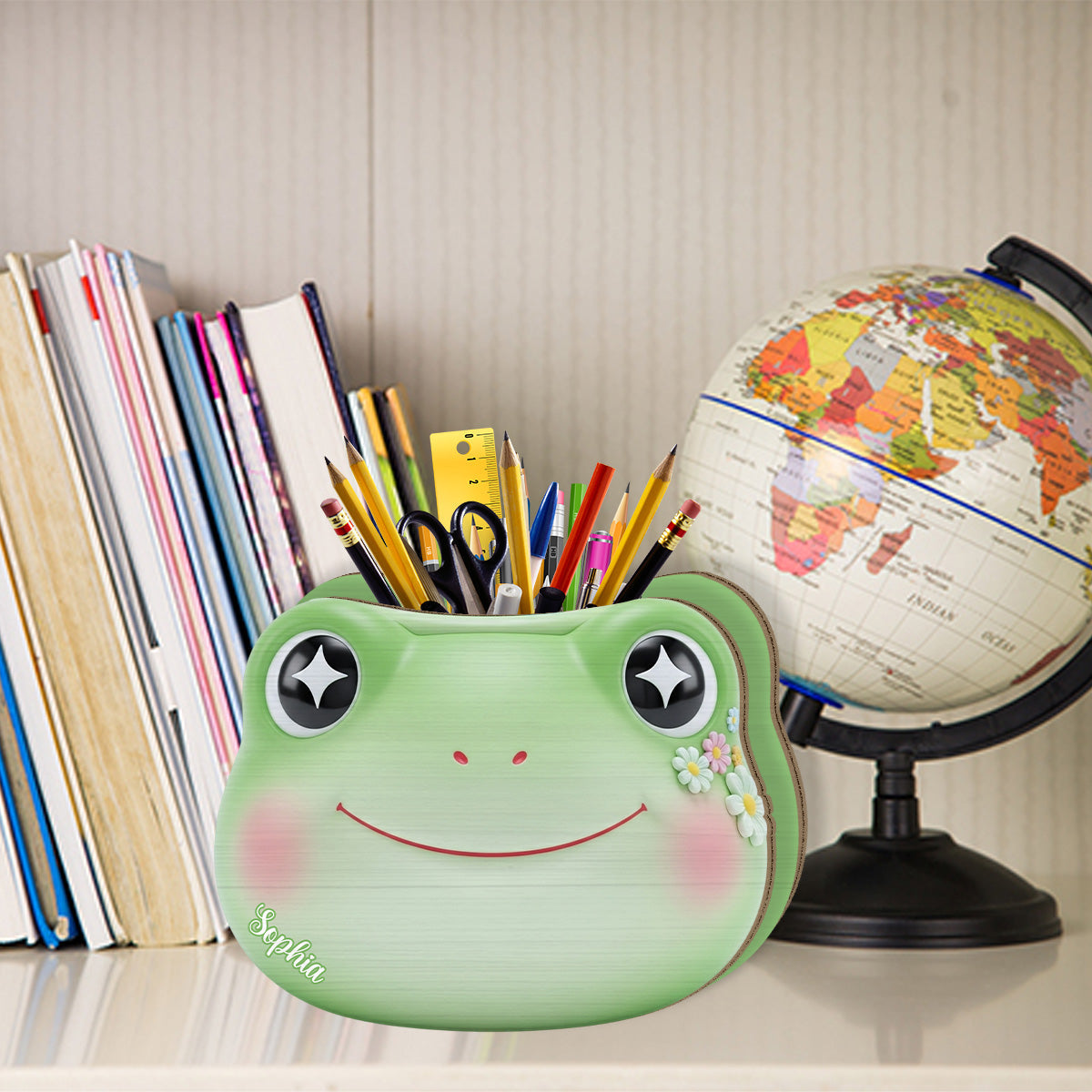 Niedlicher Frosch – Personalisierter Frosch-Stifthalter aus Holz