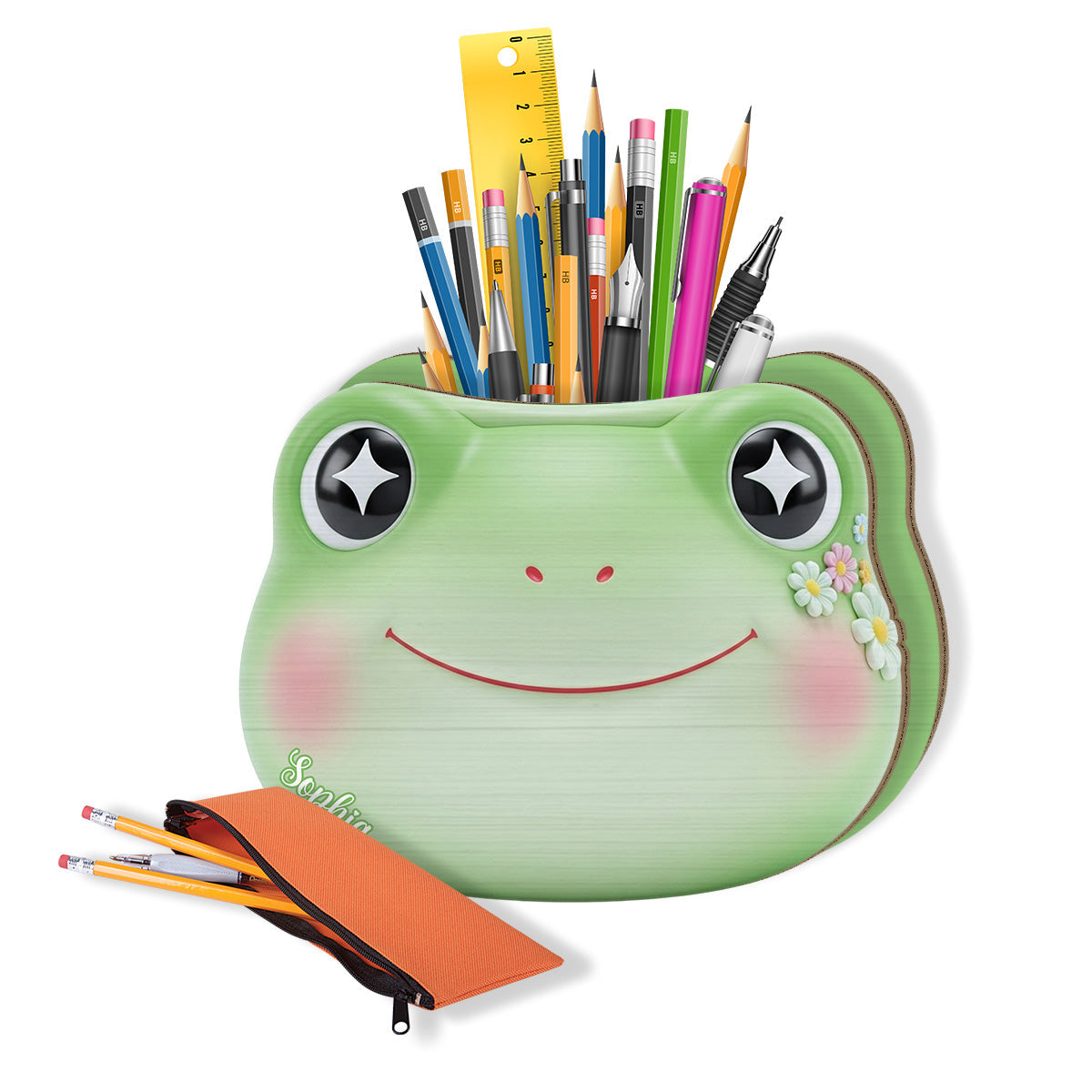 Niedlicher Frosch – Personalisierter Frosch-Stifthalter aus Holz
