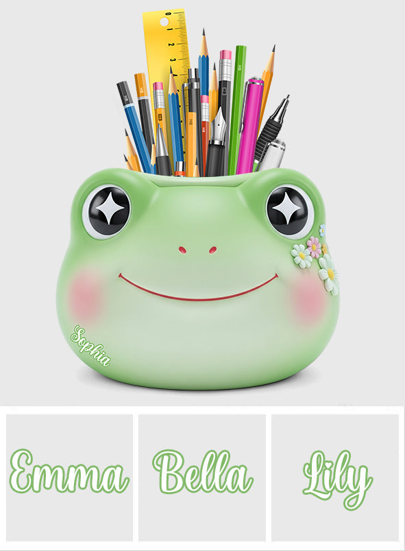 Niedlicher Frosch – Personalisierter Frosch-Stifthalter aus Holz