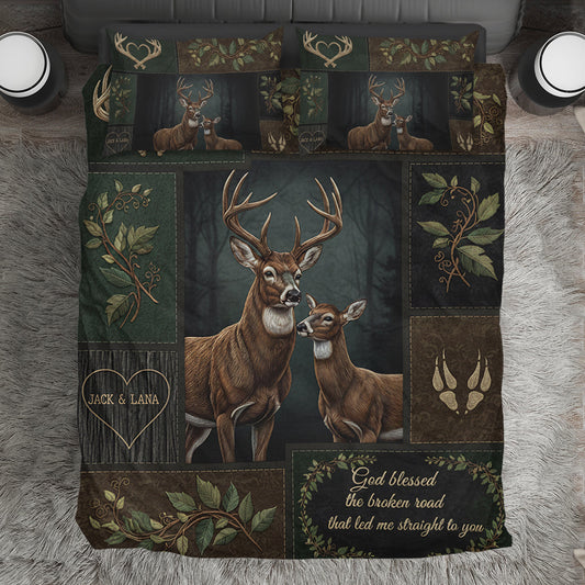 Dieu a béni le chemin semé d'embûches – Cadeau pour couple – Ensemble de literie de chasse personnalisé