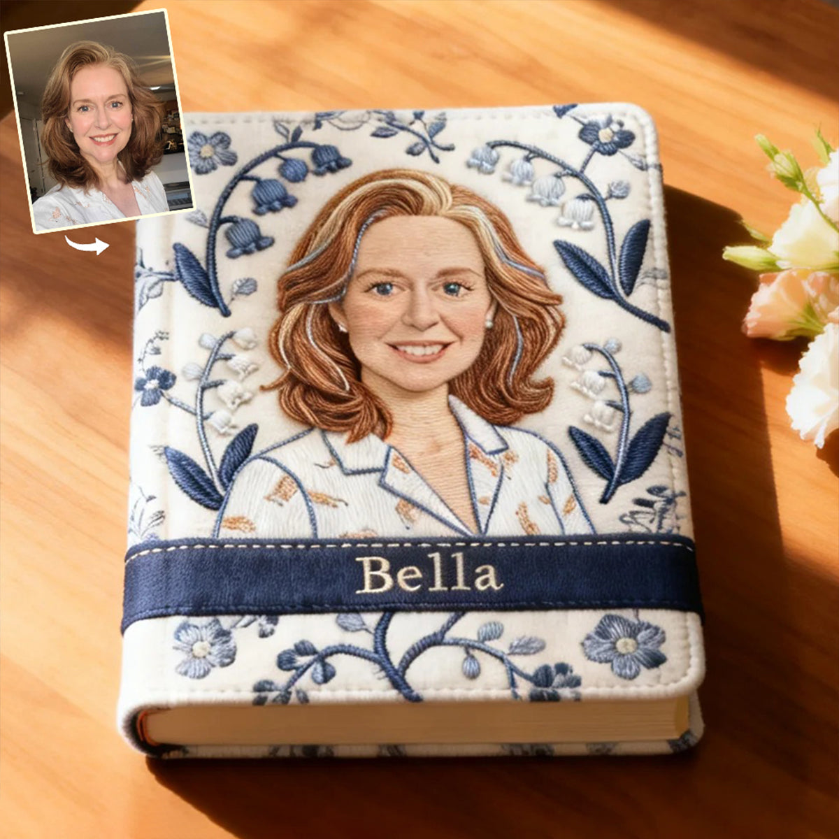 Journal en cuir personnalisé avec photo et fleur du mois de naissance - Carnet de notes sur l'amour de soi