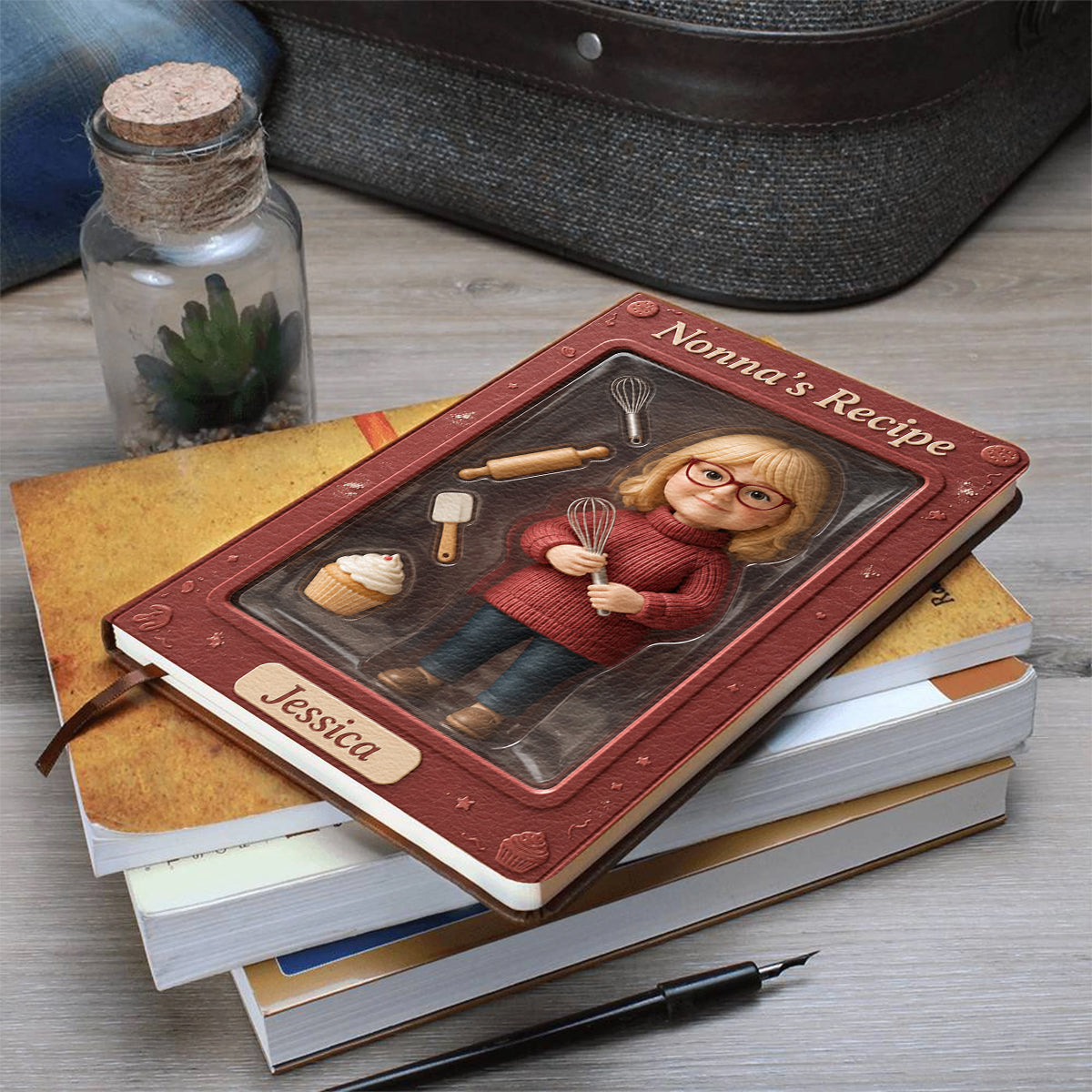 Custom From Any Photo, Recipe Notebook - Personalized Baking Leather Journal