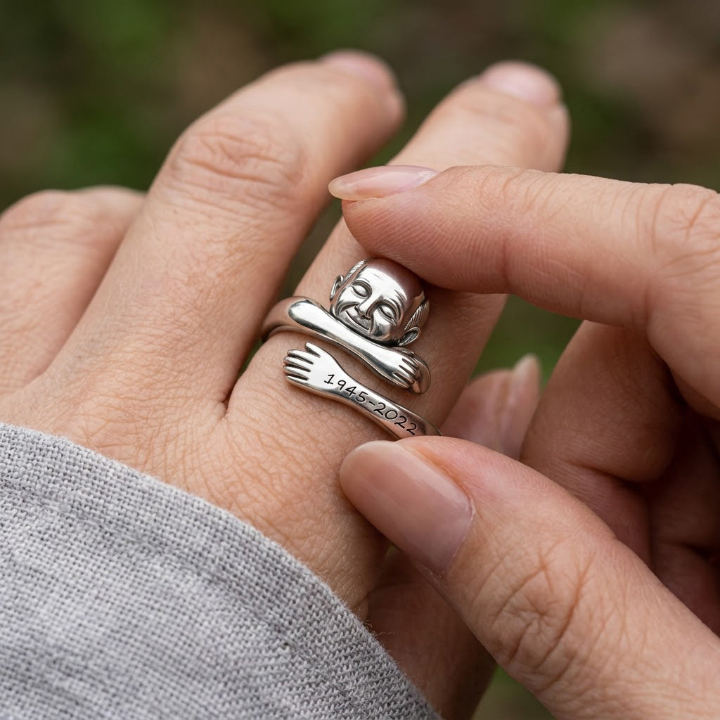 A Hug From Heaven - Personalized Memorial Adjustable Shaped Ring