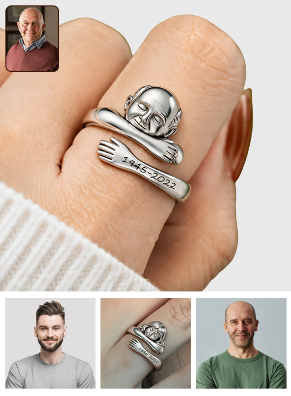 A Hug From Heaven - Personalized Memorial Adjustable Shaped Ring