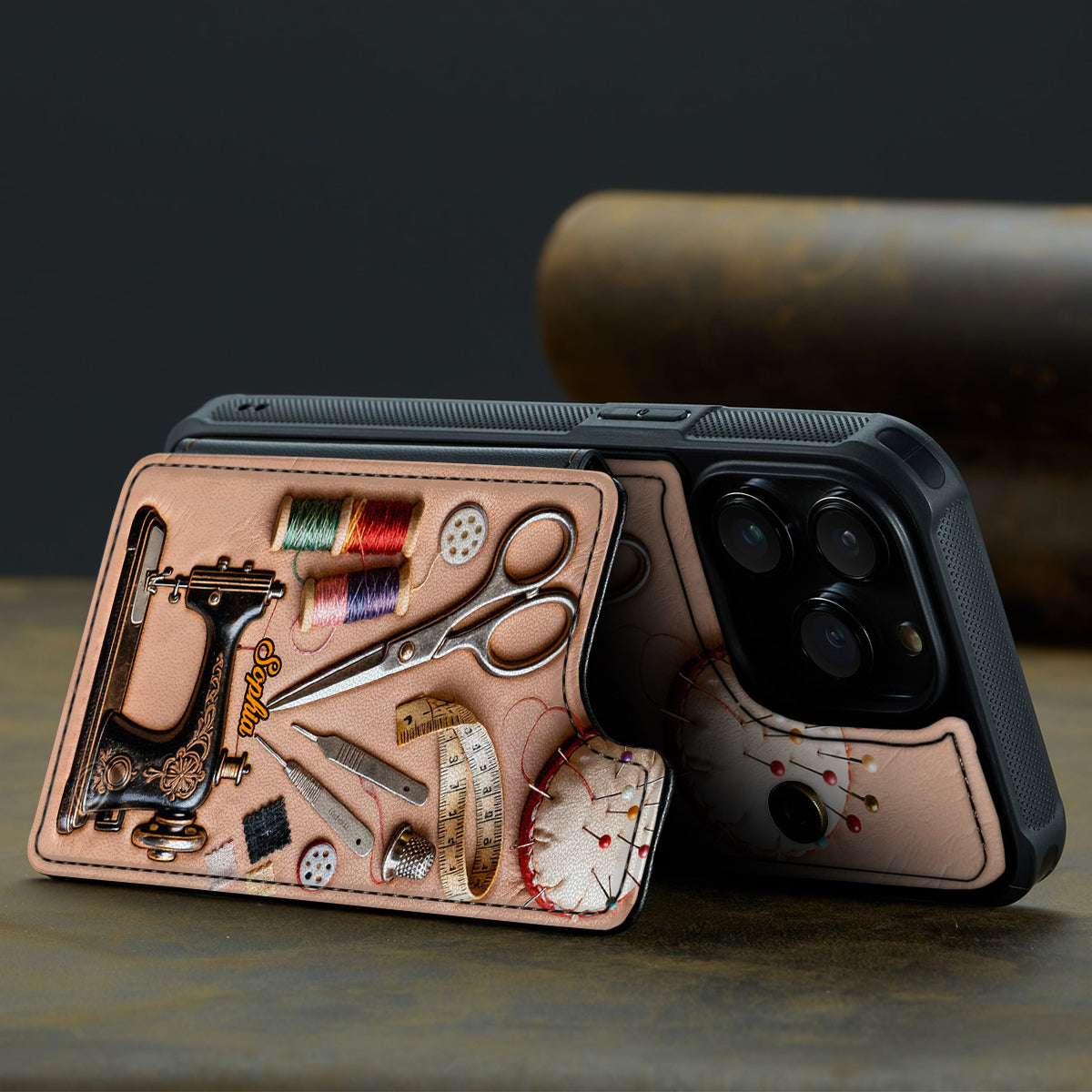 Passionnée de couture - Étui portefeuille/téléphone personnalisé avec impression intégrale - Couture