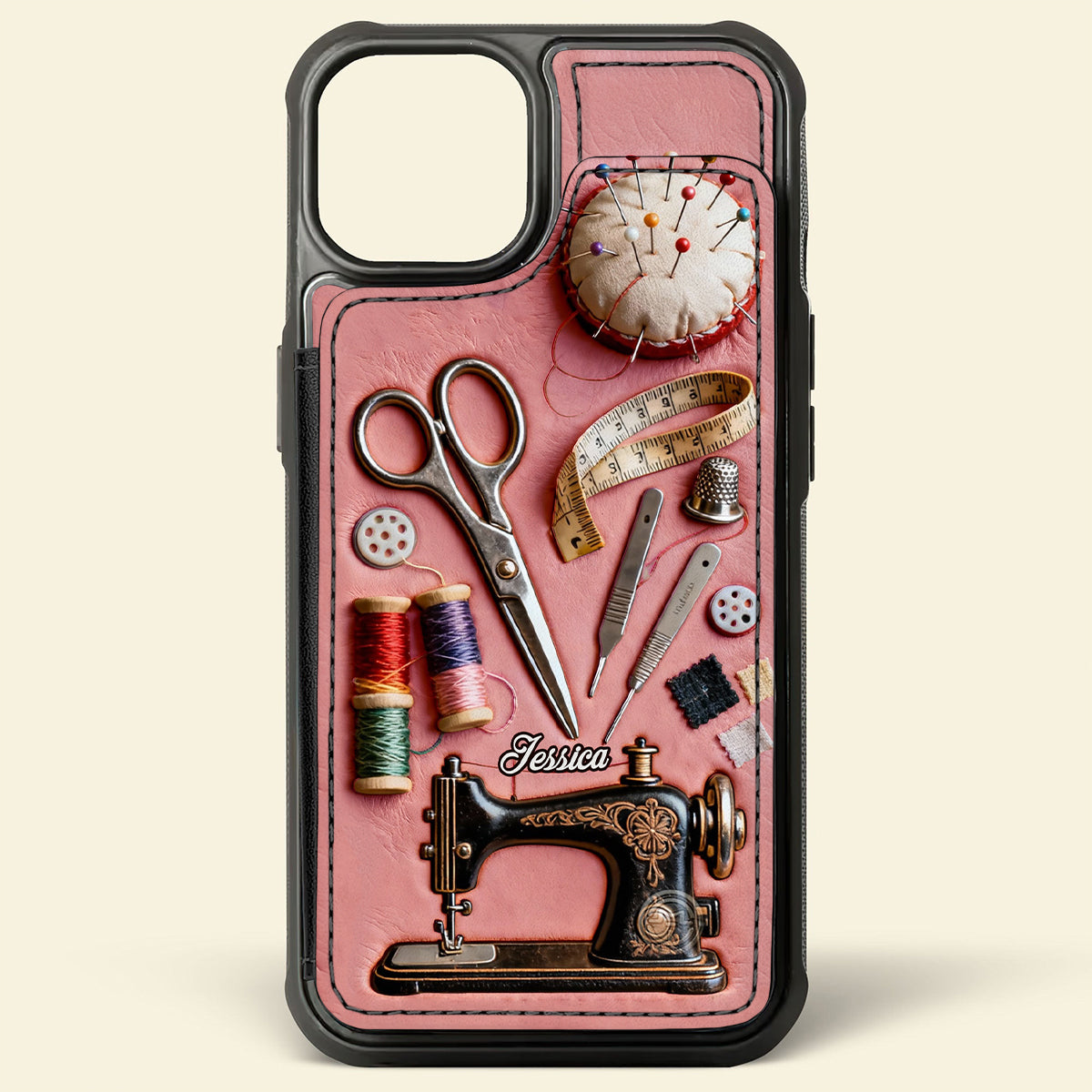 Passionnée de couture - Étui portefeuille/téléphone personnalisé avec impression intégrale - Couture