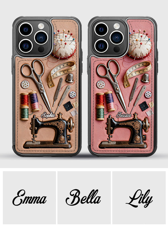 Passionnée de couture - Étui portefeuille/téléphone personnalisé avec impression intégrale - Couture