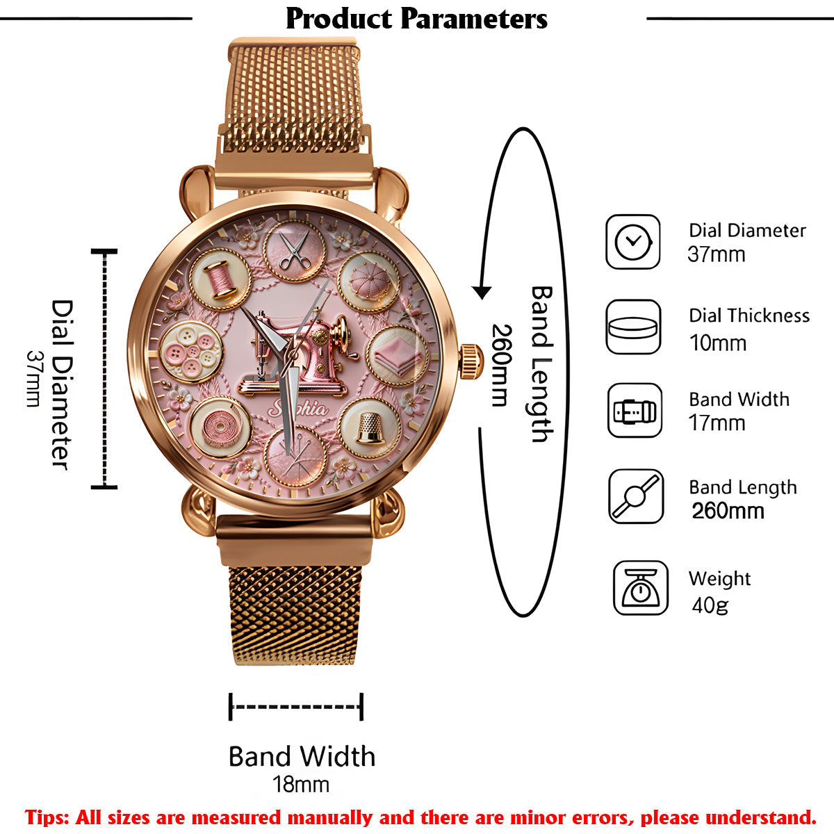 Nähbegeisterung – Personalisierte Damen-Handuhr 