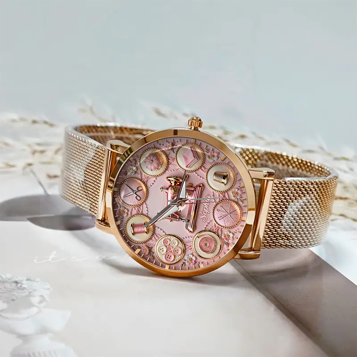 Nähbegeisterung – Personalisierte Damen-Handuhr 