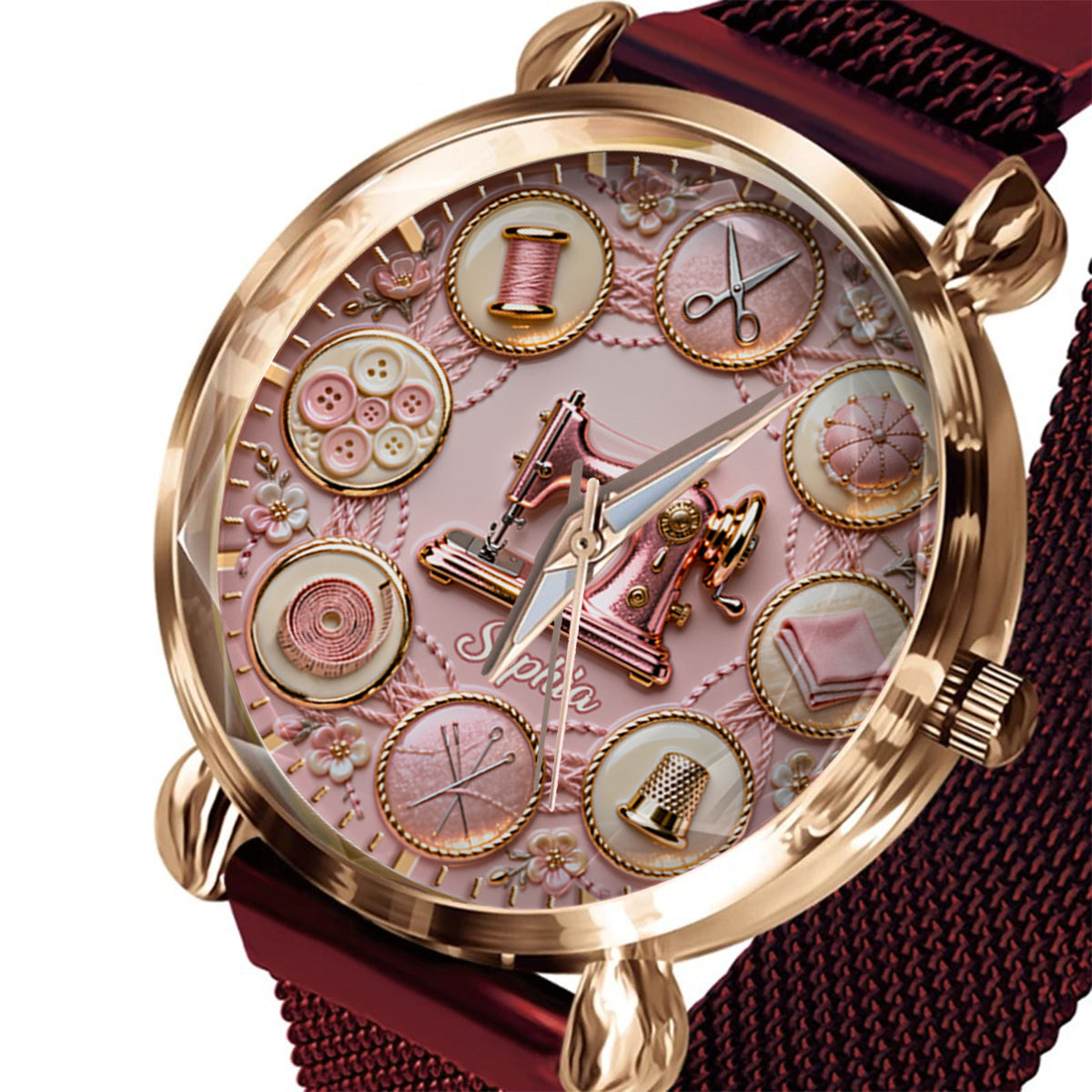 Nähbegeisterung – Personalisierte Damen-Handuhr 