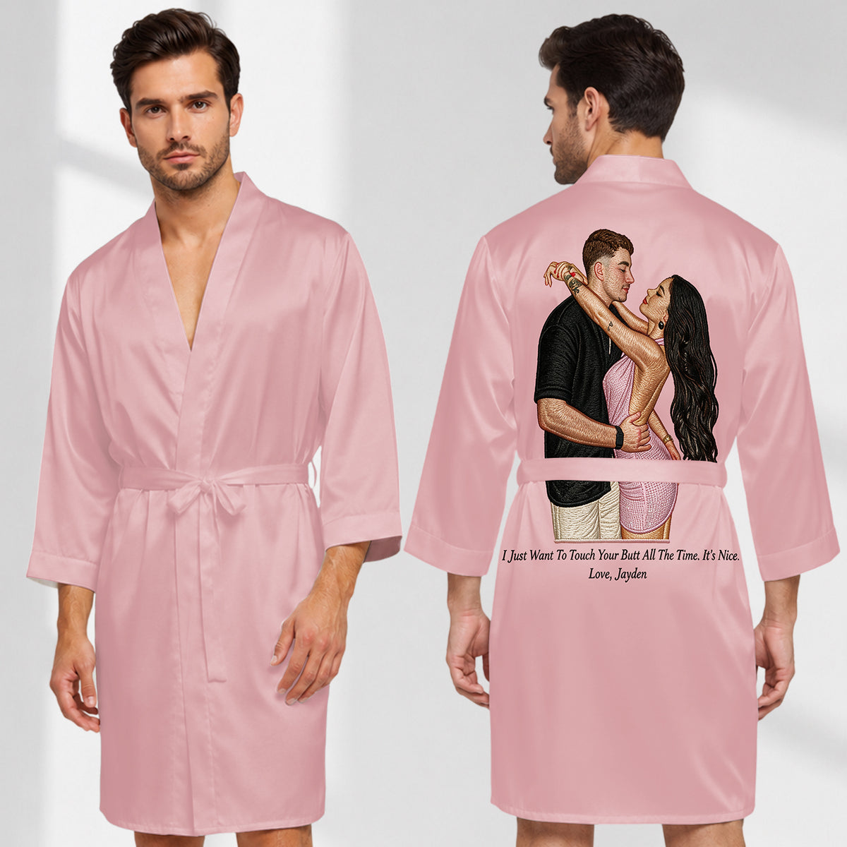 Thanks For All The Orgasms - Personalized Spicy Couple Satin Robe