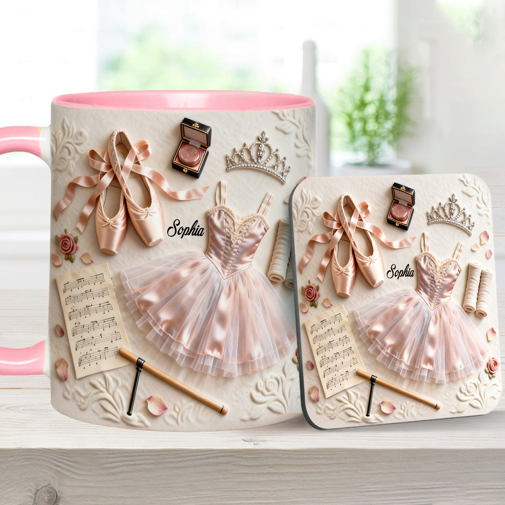 J'adore le ballet - Mug et sous-verre personnalisés sur le thème du ballet