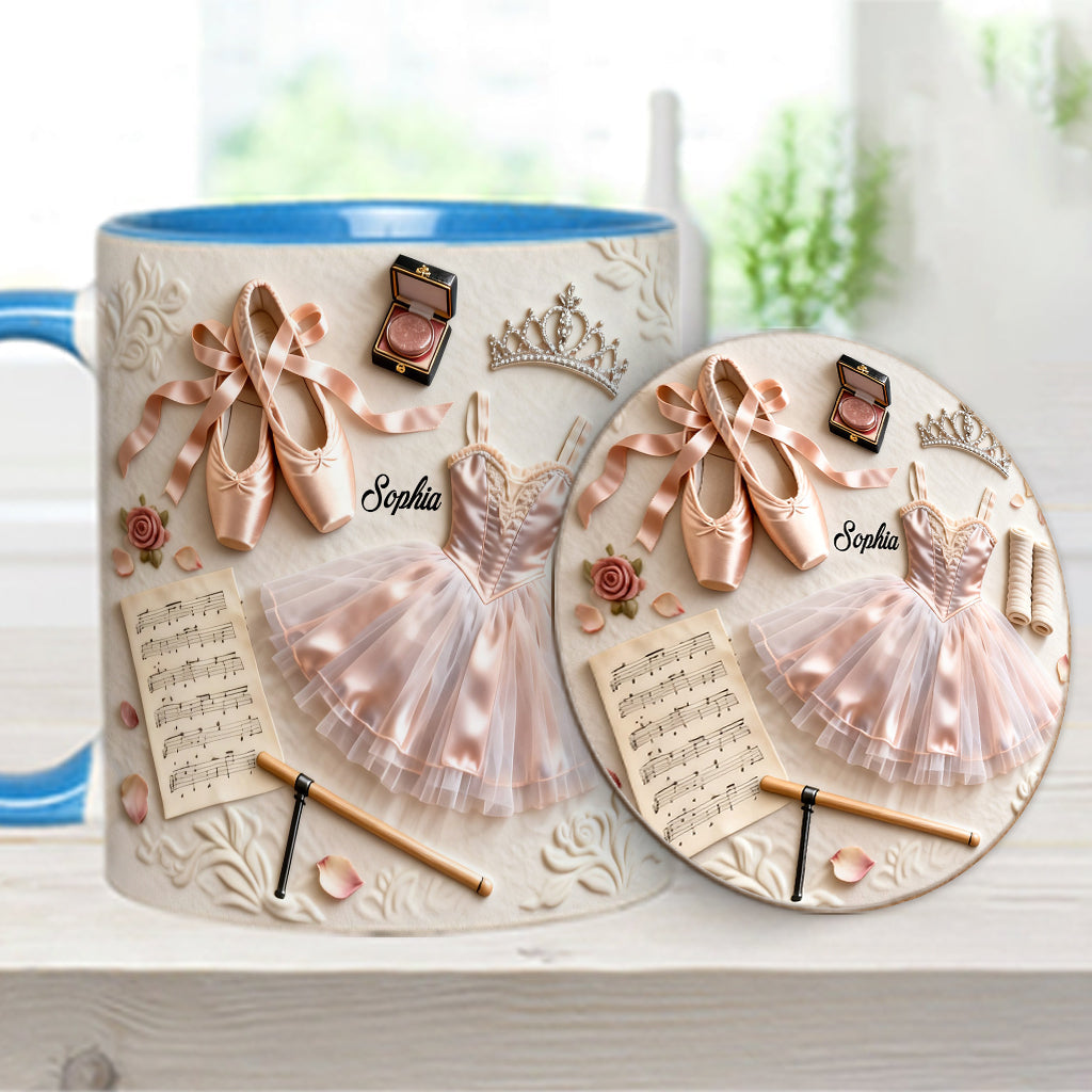 J'adore le ballet - Mug et sous-verre personnalisés sur le thème du ballet