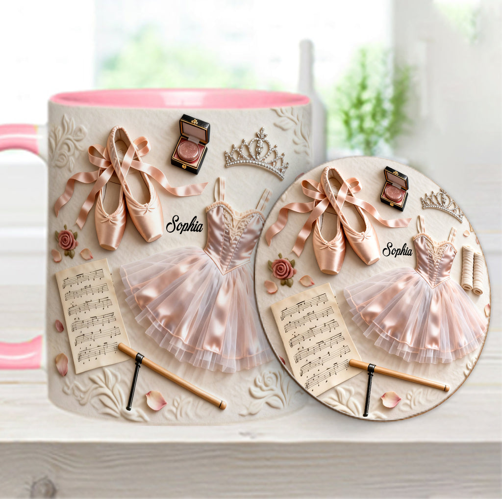 J'adore le ballet - Mug et sous-verre personnalisés sur le thème du ballet